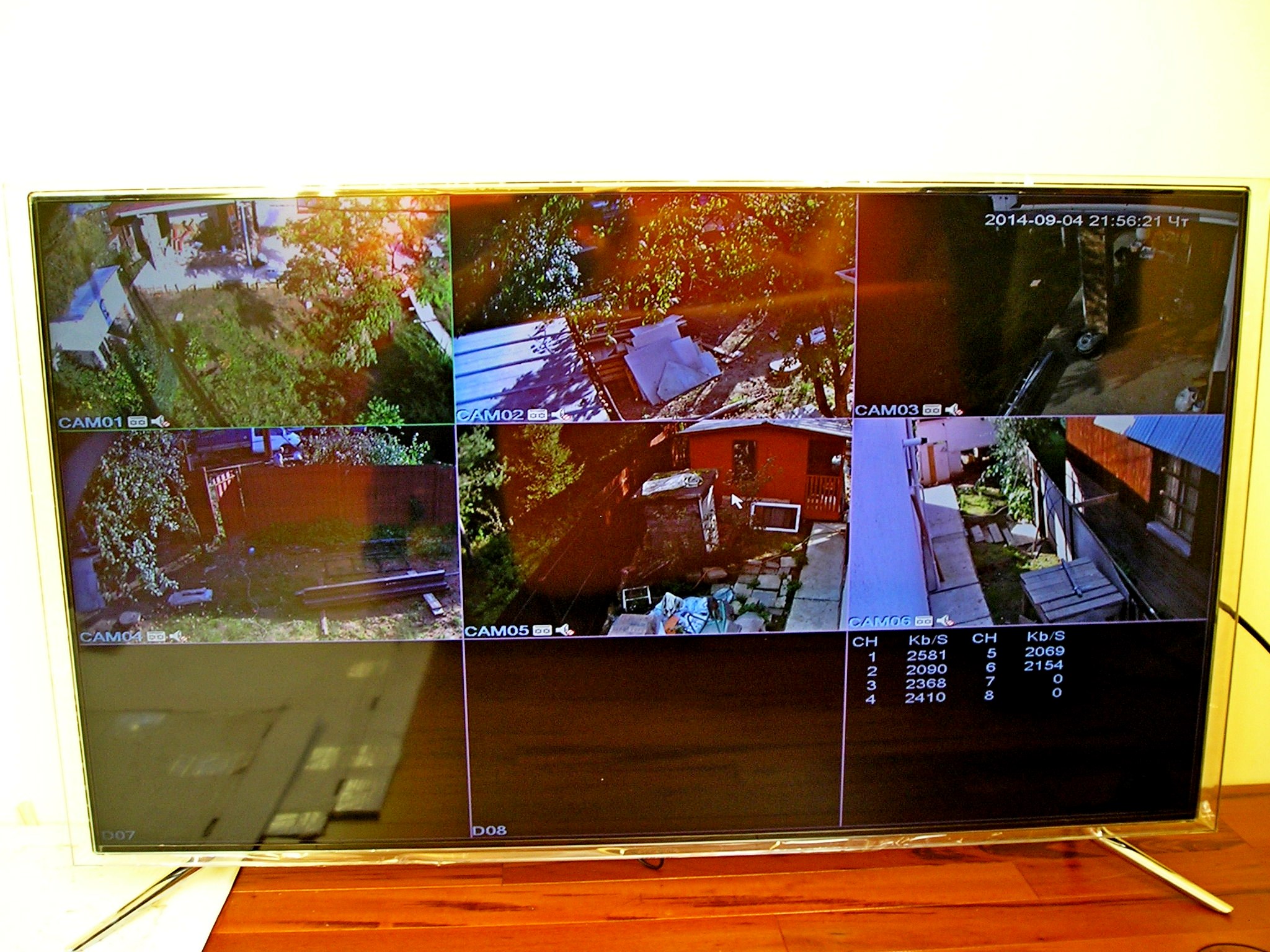 Установка проводных HD камер KDM-9103S вывод изображения на монитор через регистратор